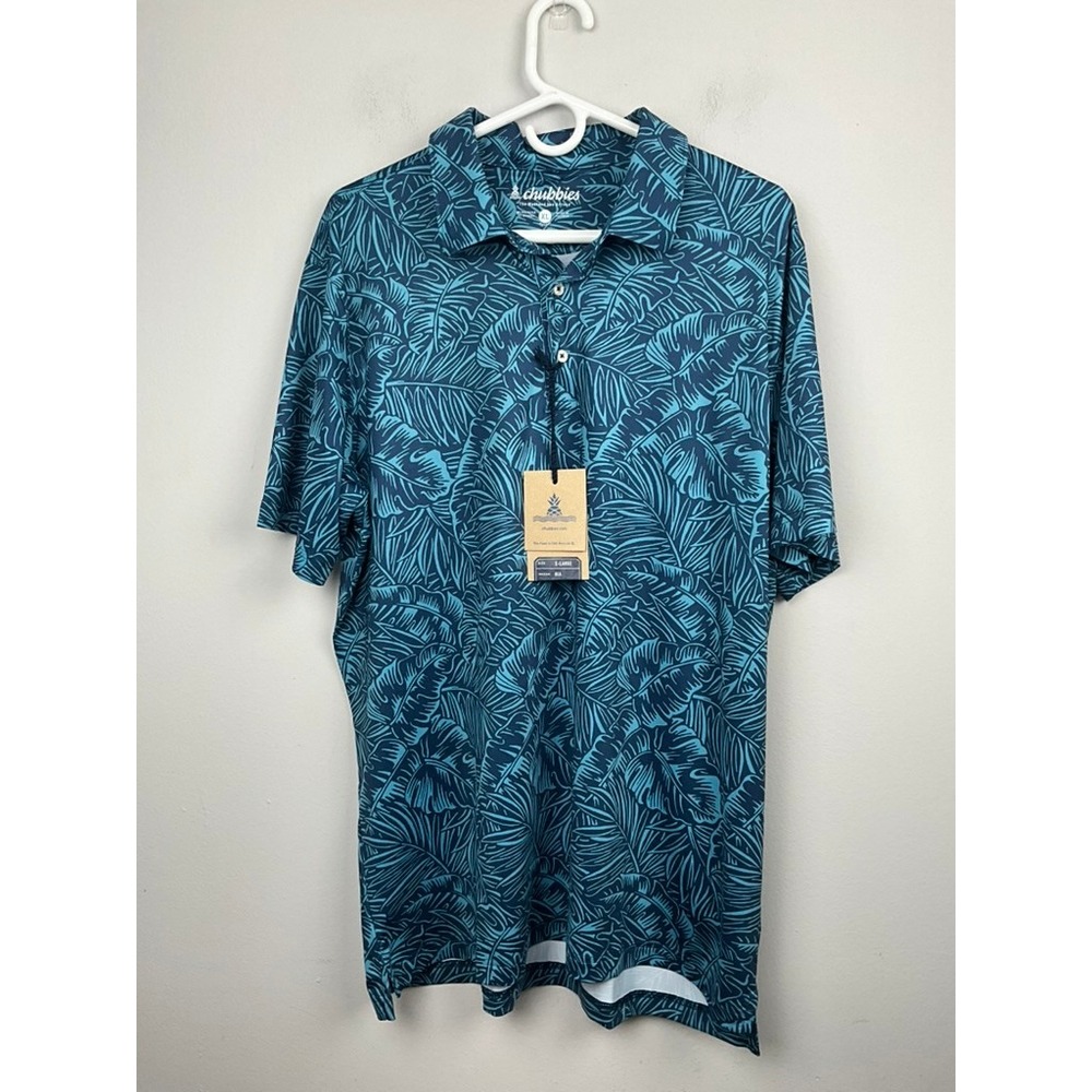Chubbies Mens‎ XLarge Tropical Palm Leaf Performance Polo Shirt The Weekend